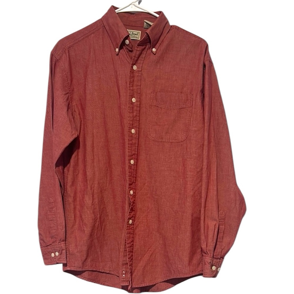 L.L. Bean Red Casual Button Down Shirt Classic Fit